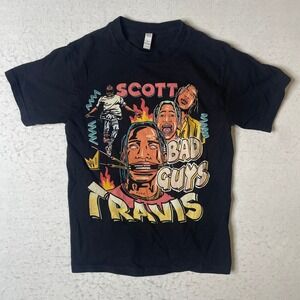 Travis Scott Bad Guys Black T Shirt Size Small 100% Cotton‎
